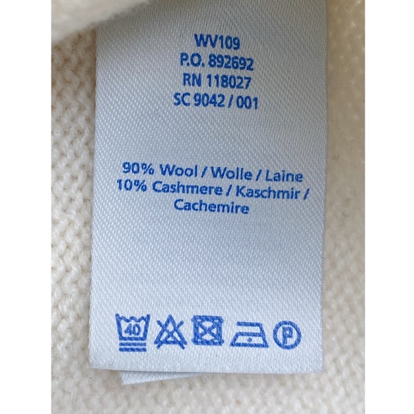 Boden Wool Cashmere Blend Patch Pocket Sweater, Cream - Size L - Picture 7 of 7